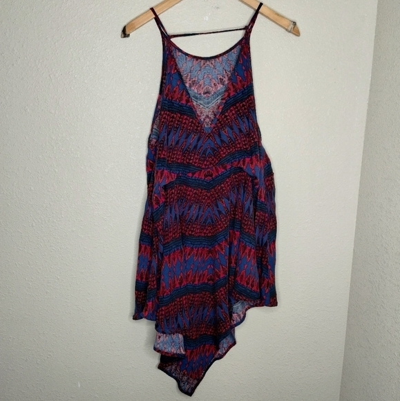Free People Trapeze Mini Dress Red Blue size Small - Picture 4 of 7
